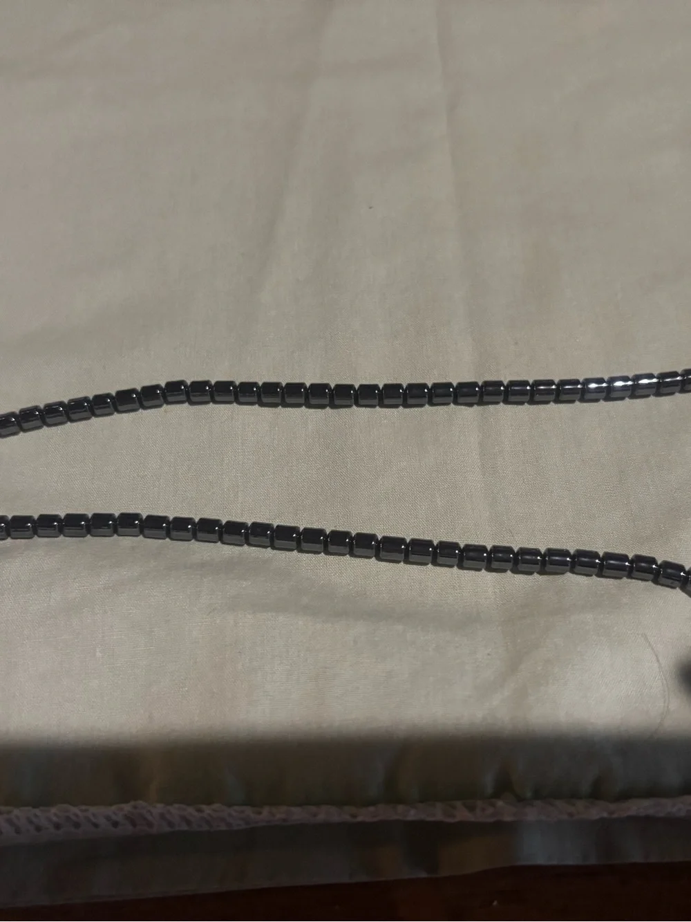 Hematite Bead Necklace with Orange Carnelian Accent
